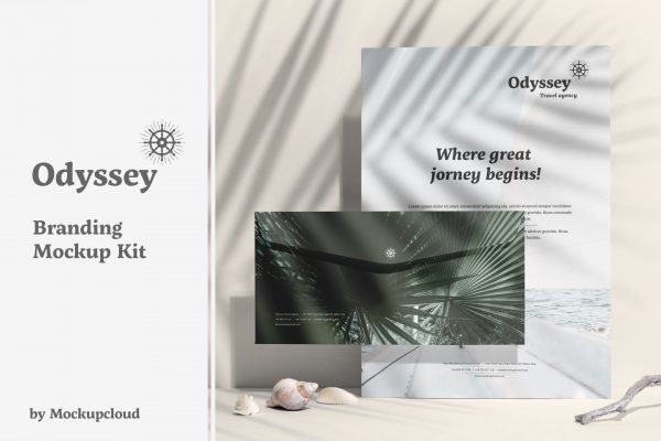 高端优雅风格时尚品牌VI设计效果预览样机套装 Odyssey Branding Mockup